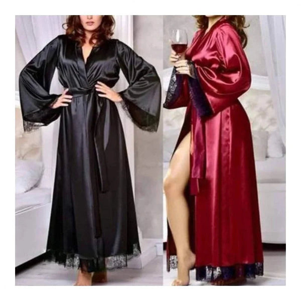 Satin Silk 2 piece set Long Gown (pack of 2) with Bridal Night Suit Nightwear Sleepwear Night Dress